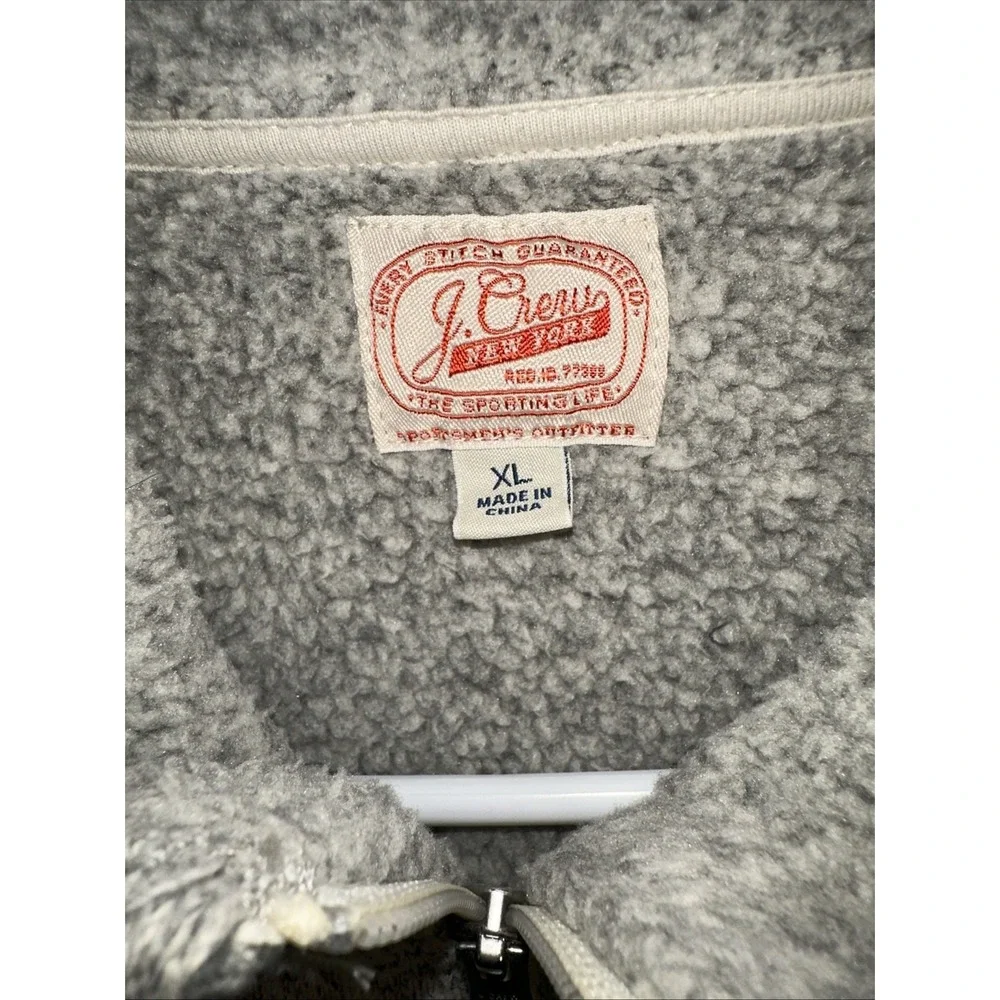 VTG J. CREW Men's Full-Zip Long-Sleeve Sweater XL Tan Gray Fleece‎